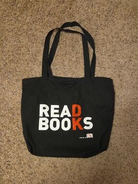 Black 'READ BOOKS' Canvas Tote Bag